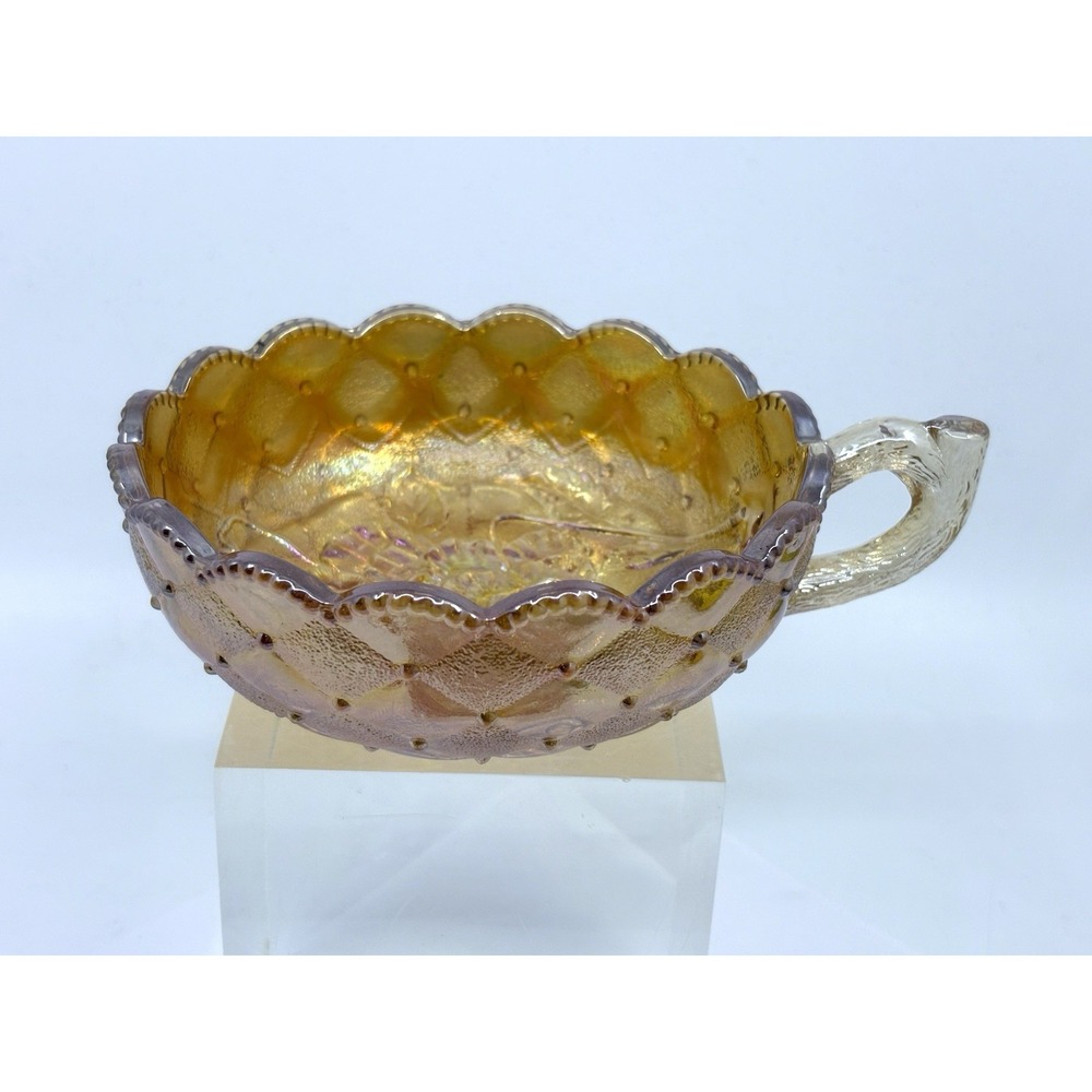 Vintage Imperial Marigold Pansy Carnival Glass Nappy Dish In Excellent Condition